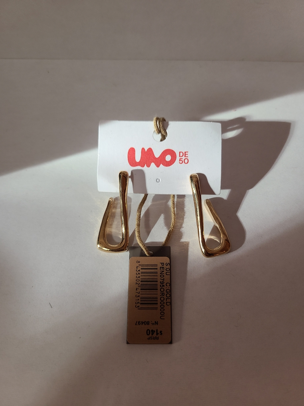 UNO de 50 Gold Sculpted Drop Earrings